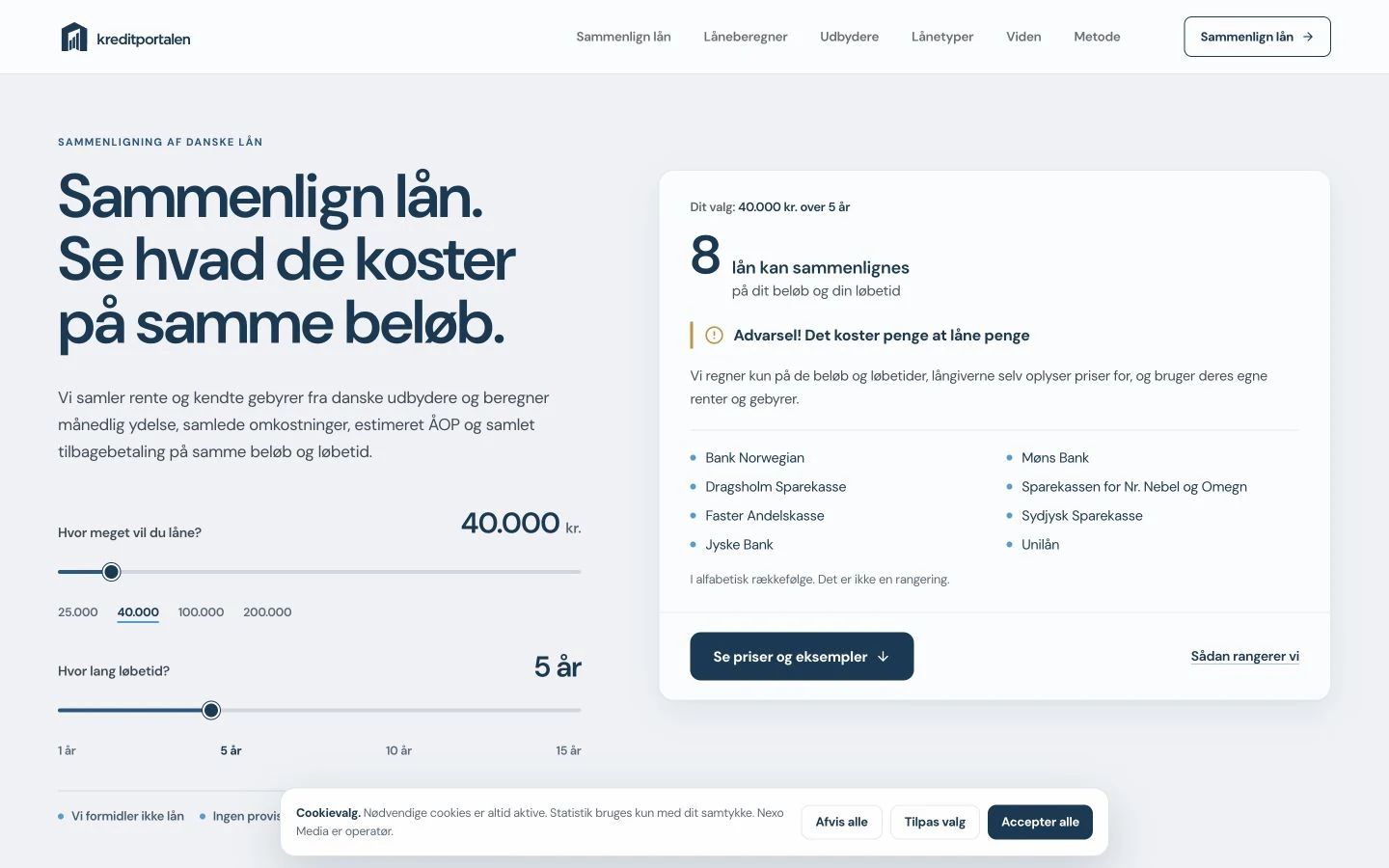 Forsiden på Kreditportalen.dk