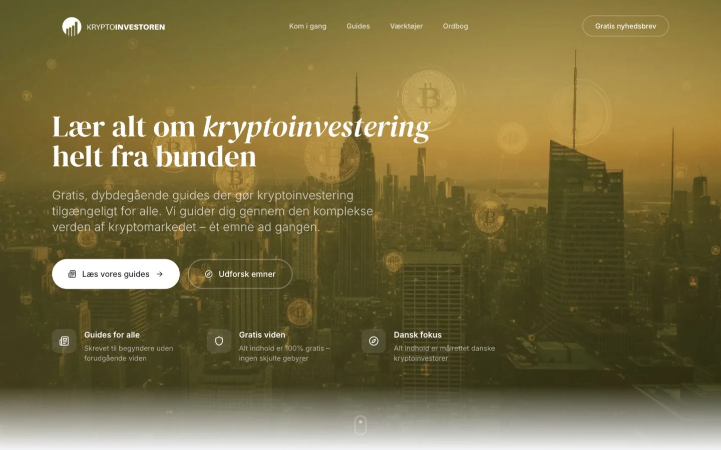 Forsiden på Kryptoinvestoren.dk